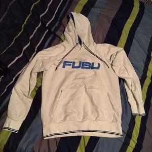 White Blue Fubu Hoodie Pullover S